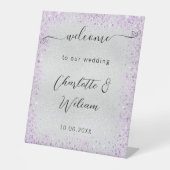 銀の紫結婚の輝きは歓迎する 台座サイン (正面)