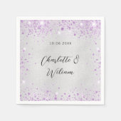 銀の結婚紫の輝きの名前 スタンダードカクテルナプキン (正面)