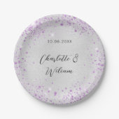 銀の結婚紫の輝きの名前 ペーパープレート (正面)