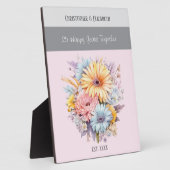 銀の結婚25周年記念の花の名前 ピンク フォトプラーク (側面)