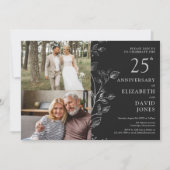 銀の結婚25周年記念2枚の写真の招待状 招待状 (正面)