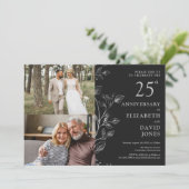銀の結婚25周年記念2枚の写真の招待状 招待状 (スタンド正面)