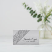 銀の背景とグリッター 名刺 (スタンド正面)