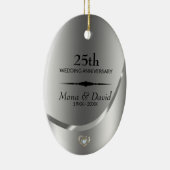 銀の背景と黒の仕切り セラミックオーナメント (右)