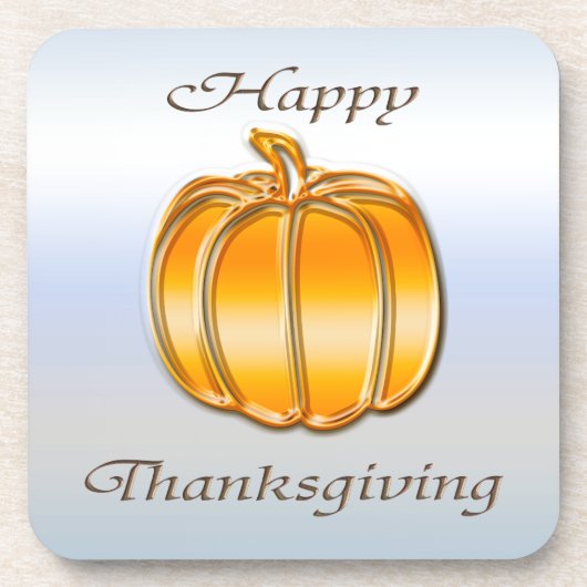 銀の背景に感謝金のカボチャ コースター (正面)