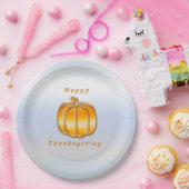 銀の背景に感謝金のカボチャ ペーパープレート (パーティー)