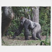 銀の背部ゴリラ フリースブランケット (正面(横))