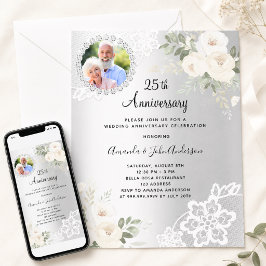 銀の花の写真 25周年記念結婚式 招待状