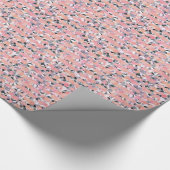 銀の花の背景にピンクの葉花 ラッピングペーパー (角)