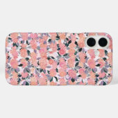 銀の花の背景にピンクの葉花 Case-Mate iPhoneケース (裏面 (横))