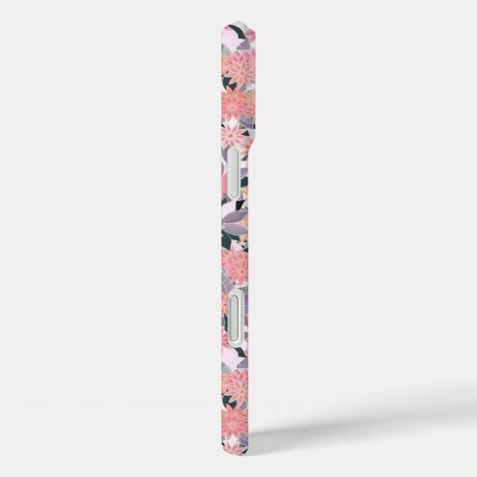 銀の花の背景にピンクの葉花 Case-Mate iPhoneケース (裏面 / 右)