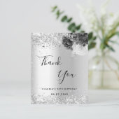 銀の花模様は輝くエレガントサンキューカード (スタンド正面)