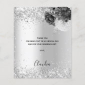 銀の花模様は輝くエレガントサンキューカード (裏面)