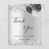 銀の花模様は輝くエレガントサンキューカード (正面)