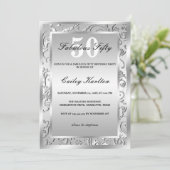 銀の花模様華美素晴らしい50 招待状 (スタンド正面)