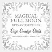 銀の華美汚れ棒ラベル スクエアシール (正面)