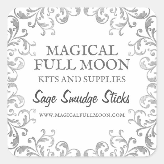 銀の華美汚れ棒ラベル スクエアシール (正面)