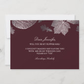 銀の葉が落ちる ウェディング フラワーガール 招待状 (裏面)