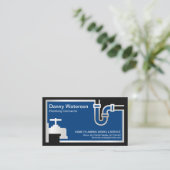 銀の蛇口、パイプ、青の洪水、配管工 名刺 (スタンド正面)