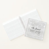 銀の蝶の輝きが名前のスクリプトをスパークルする ノートブック (内部)