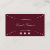 銀の装飾とダイヤモンドの豪華なバーガンディ 名刺 (正面)