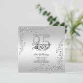銀の装飾 25周年記念の結婚式のお祝い 招待状 (スタンド正面)