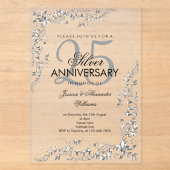 銀の装飾 25周年 結婚記念日 アクリル招待状 (正面)