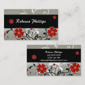 銀の赤い花そしてシルエット 名刺 (正面/裏面)