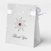 銀の赤い雪の結晶ブライダルシャワーの箱 フェイバーボックス (裏面サイド)