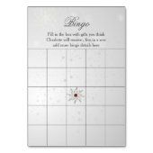 銀の赤い雪の結晶ブライダルシャワービンゴカード テーブルナンバー (裏面)