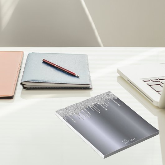 銀の輝きが名前を滴らせる ノートパッド