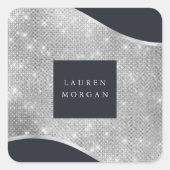 銀の輝くフォイル波の豪華な四角いステッカー スクエアシール (正面)