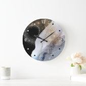 銀の輝く白い大理石スターダスト ラージ壁時計 (ホーム)