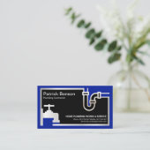 銀の配管、青い洪水の水が上昇中の配管工 名刺 (スタンド正面)