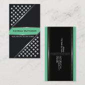 銀の金属スタッド黒ミントグリーン 名刺 (正面/裏面)