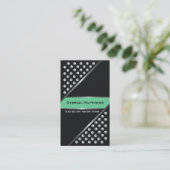 銀の金属スタッド黒ミントグリーン 名刺 (スタンド正面)