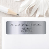 銀の金属光沢エレガント差出人住所 ラベル (インサイチュ)