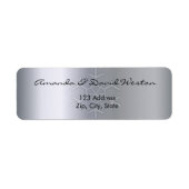 銀の金属光沢エレガント差出人住所 ラベル (正面)