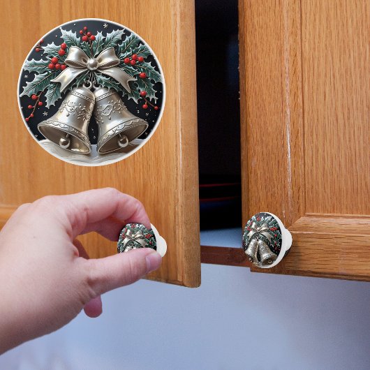 銀の鐘とホリークリスマス セラミックノブ