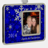 銀の雪のかけらカスタムフォトクリスマス飾り シルバープレートフレームオーナメント (右)