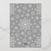 銀の雪の結晶のメリークリスマス写真コラージュ 箔シーズンカード (裏面)