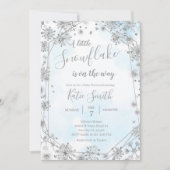 銀の雪の結晶の冬の方法ベビーシャワーI 招待状 (正面)
