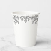 銀の雪の結晶の冬の結婚式 紙コップ (裏面)