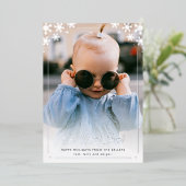 銀の雪の結晶 縦写真 箔シーズンカード (立ち正面)