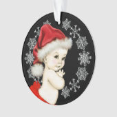 銀の雪の結晶 赤ちゃんの女の子の最初のクリスマス オーナメント (正面)