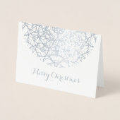 銀の雪片かわいらしメリークリスマス写真 箔カード (正面)