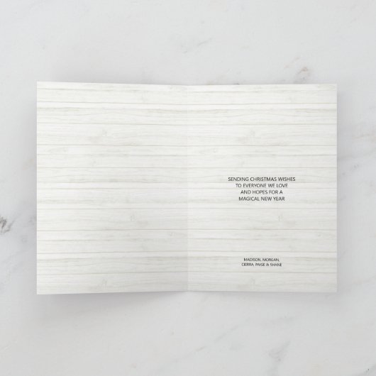 銀の雪片が世界に喜ぶ3枚の写真 シーズンカード (内部)