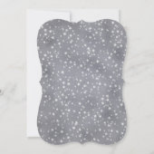 銀の雪片が降り注ぐ、冬の素朴な花をあしらったエレガントなモダンウェディング 招待状 (裏面)