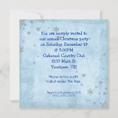 銀の雪片を持つクリスマスパーティー 招待状 (裏面)