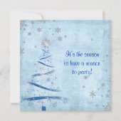 銀の雪片を持つクリスマスパーティー 招待状 (正面)